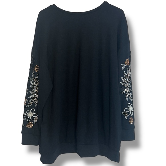 Torrid Ponte‎ Crew Neck Drop Shoulder Floral Sequin Sweatshirt Sz 3X Glam-Boho - Picture 4 of 12